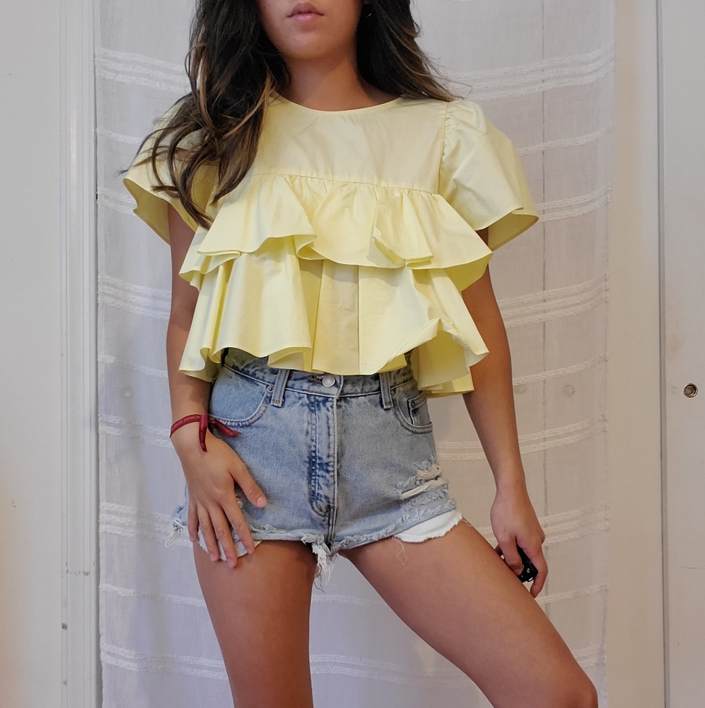 Yellow ruffle top